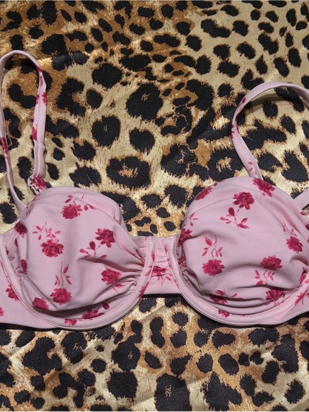 Shade & Shore Pink Floral Underwire Bikini Top